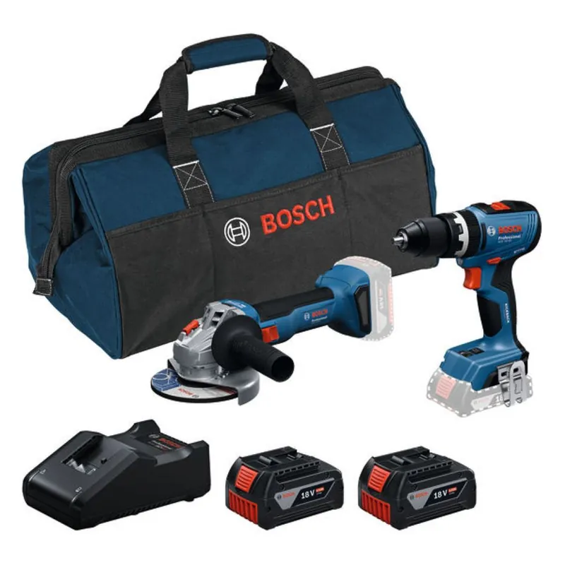 Bosch Bleu 0615A5008Z Accutoolkit Combipack 18V 2 machines GSB + GWS 2x 18V 4.0Ah et chargeur GAL 18V-40 dans Toolbag