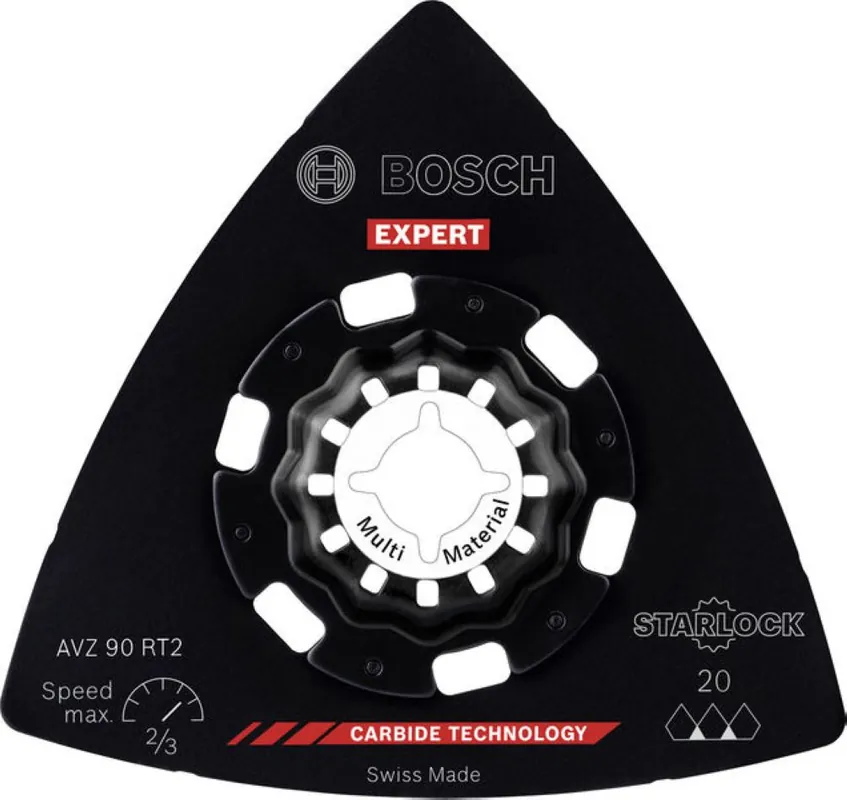 Bosch Bleu Accessoires 2608902061 EXPERT Starlock patin de ponçage AVZ 90 RT2 Carbure Grout+Abrasive 90 1x