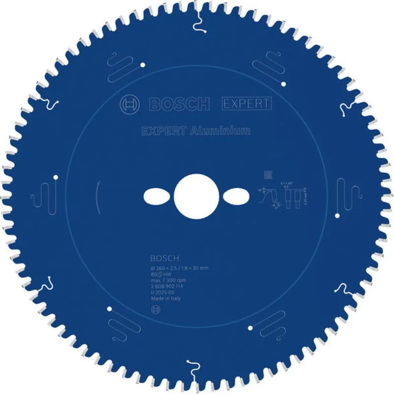 Bosch Bleu Accessoires 2608902114 EXPERT Lame de scie circulaire Aluminium 260 x 2,5/1,8 x 30 mm T80