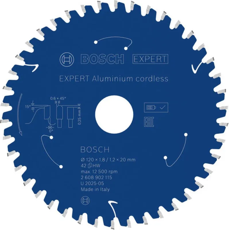 Bosch Bleu Accessoires 2608902115 EXPERT Lame de scie circulaire Aluminium sans fil 120 x 1,8/1,2 x 20 mm T42