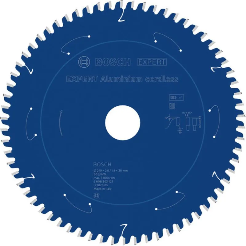 Bosch Bleu Accessoires 2608902123 EXPERT Lame de scie circulaire Aluminium sans fil 210 x 2/1,4 x 30 mm T66