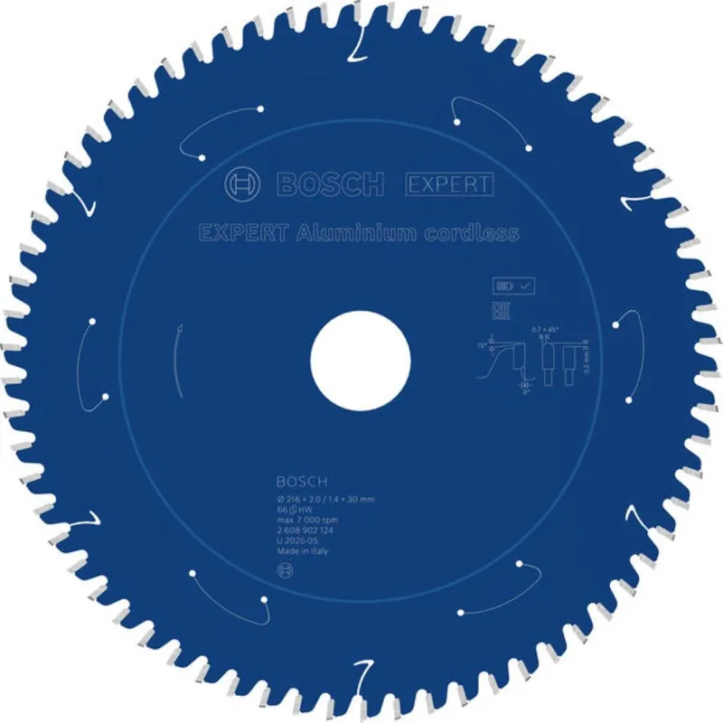 Bosch Bleu Accessoires 2608902124 EXPERT Lame de scie circulaire Aluminium sans fil 216 x 2/1.4 x 30 mm T66