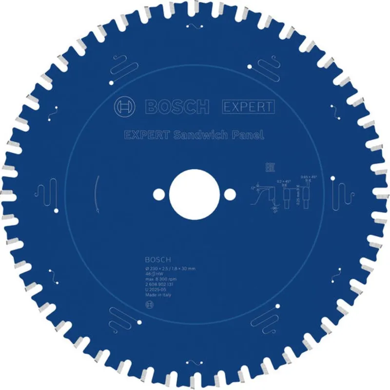 Bosch Bleu Accessoires 2608902131 EXPERT Lame de scie circulaire Panneau sandwich 230 x 2,5/1,8 x 30 mm T48
