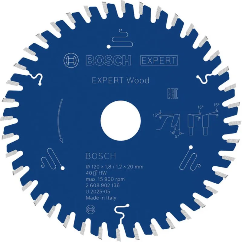 Bosch Bleu Accessoires 2608902136 EXPERT Lame de scie circulaire Bois 120 x 1,8/1,2 x 20 mm T40