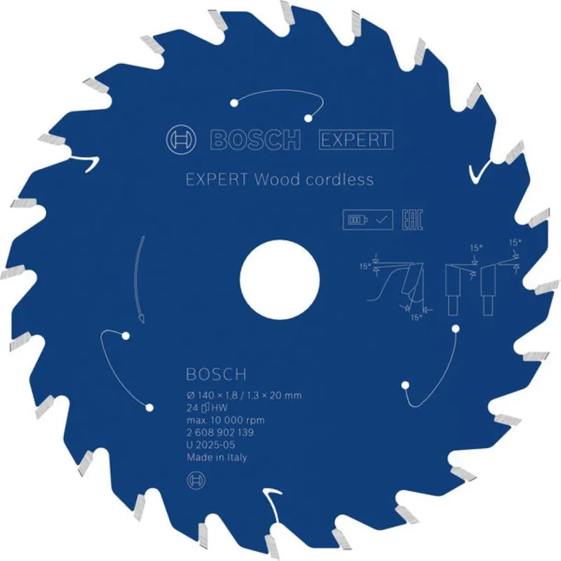 Bosch Bleu Accessoires 2608902139 EXPERT Lame de scie circulaire Bois sans fil 140 x 1,8/1,3 x 20 mm T24