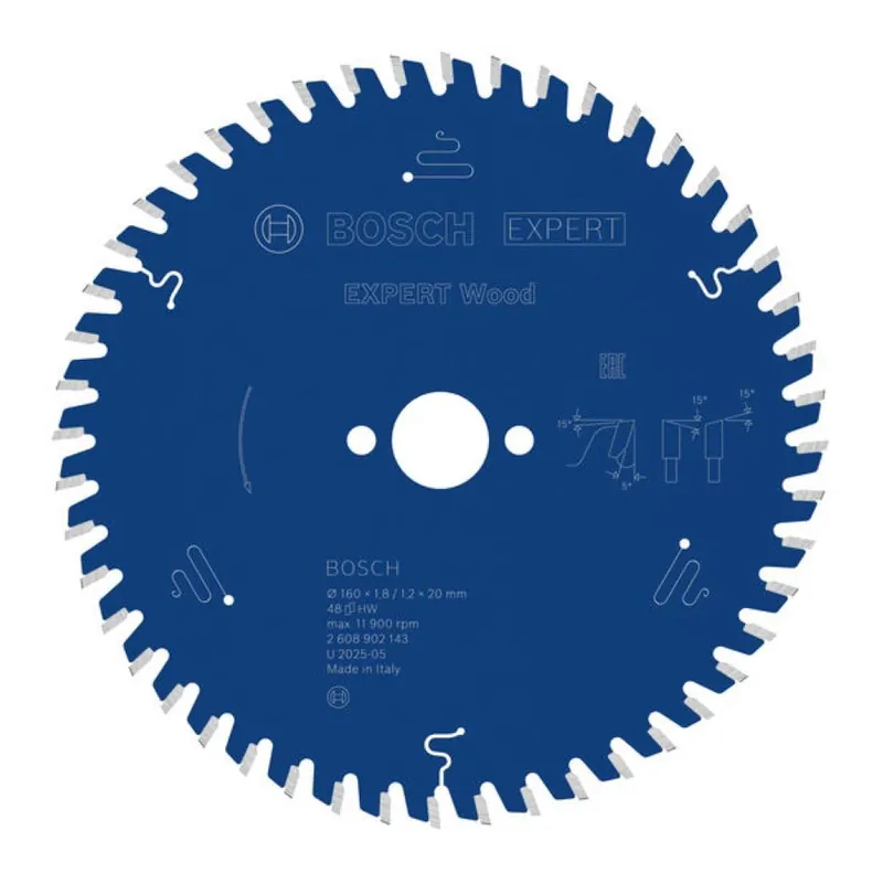 Bosch Bleu Accessoires 2608902143 EXPERT Lame de scie circulaire Bois 160 x 1,8/1,2 x 20 mm T48