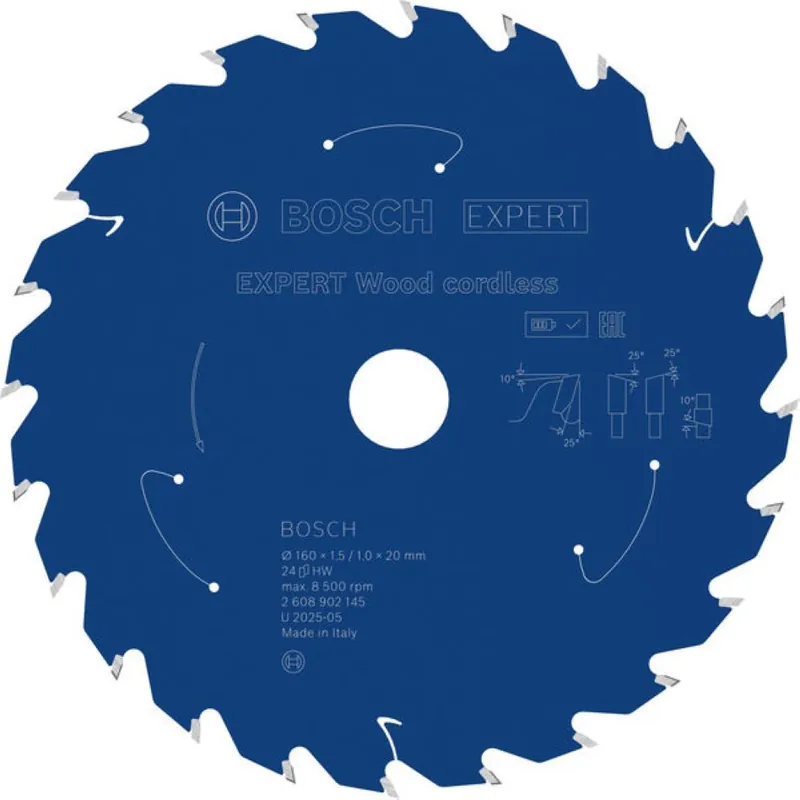 Bosch Bleu Accessoires 2608902145 EXPERT Lame de scie circulaire Bois sans fil 160 x 1,5/1 x 20 mm T24