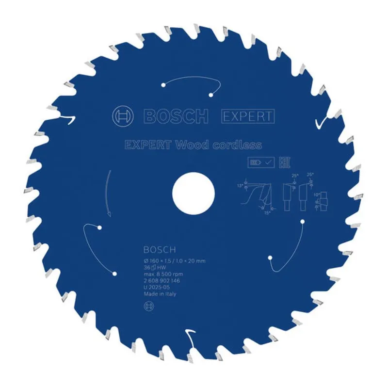 Bosch Bleu Accessoires 2608902146 EXPERT Lame de scie circulaire Bois sans fil 160 x 1,5/1 x 20 mm T36