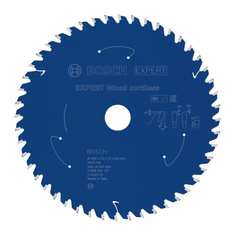 Bosch Bleu Accessoires 2608902147 EXPERT Lame de scie circulaire Bois sans fil 160 x 1,5/1 x 20 mm T48