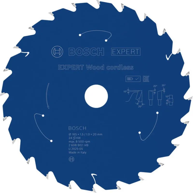 Bosch Bleu Accessoires 2608902149 EXPERT Lame de scie circulaire Bois sans fil 165 x 1,5/1 x 20 mm T24