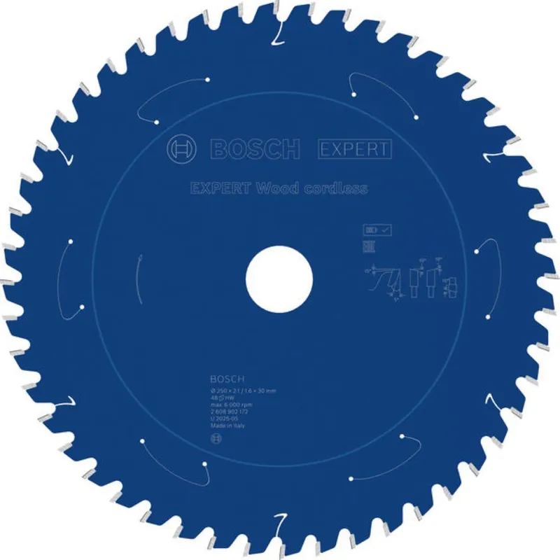 Bosch Bleu Accessoires 2608902172 EXPERT Lame de scie circulaire Bois sans fil 250 x 2.1/1.6 x 30 mm T48