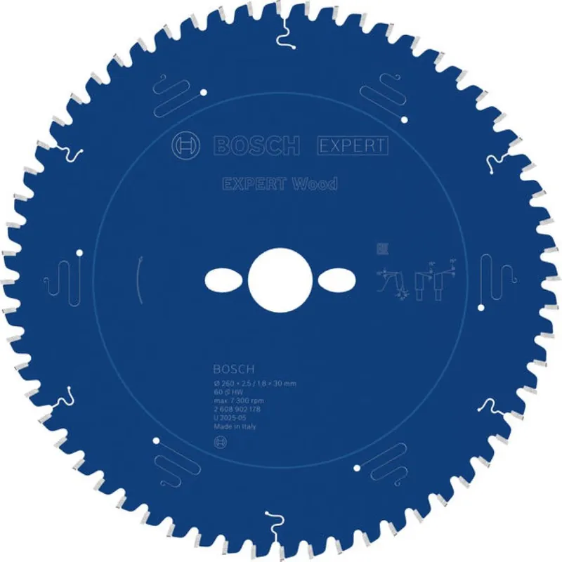 Bosch Bleu Accessoires 2608902178 EXPERT Lame de scie circulaire Bois 260 x 2,5/1,8 x 30 mm T60