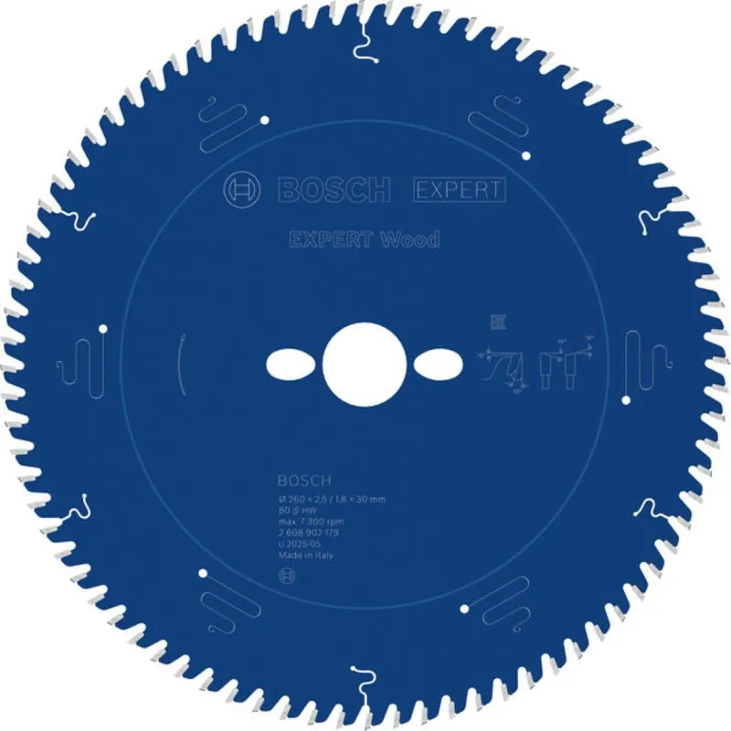 Bosch Bleu Accessoires 2608902179 EXPERT Lame de scie circulaire Bois 260 x 2,5/1,8 x 30 mm T80