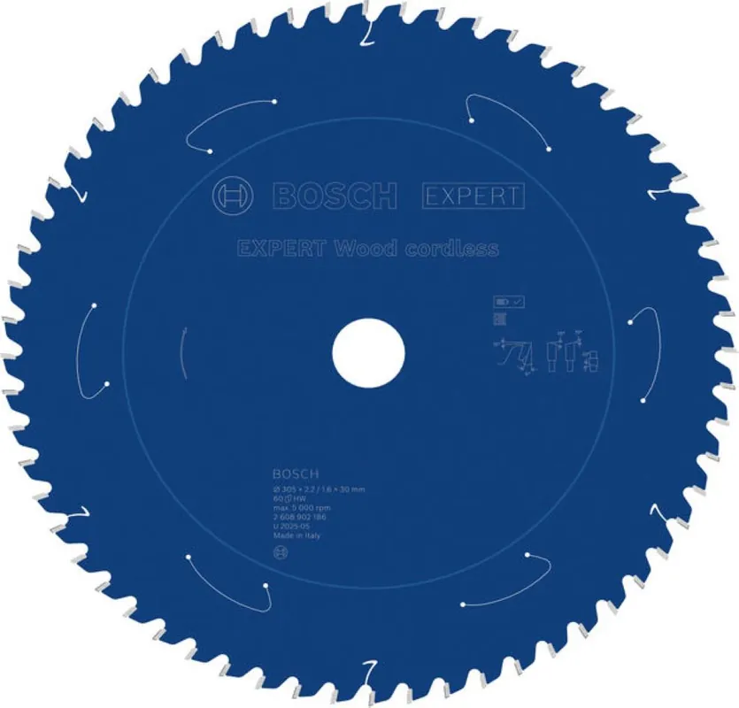 Bosch Bleu Accessoires 2608902186 EXPERT Lame de scie circulaire Bois sans fil 305 x 2.2/1.6 x 30 mm T60