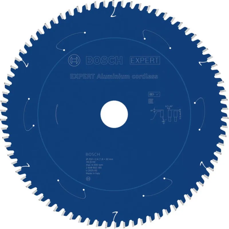 Bosch Bleu Accessoires 2608902190 EXPERT Lame de scie circulaire Aluminium sans fil 250 x 2,4/1,8 x 30 mm T78