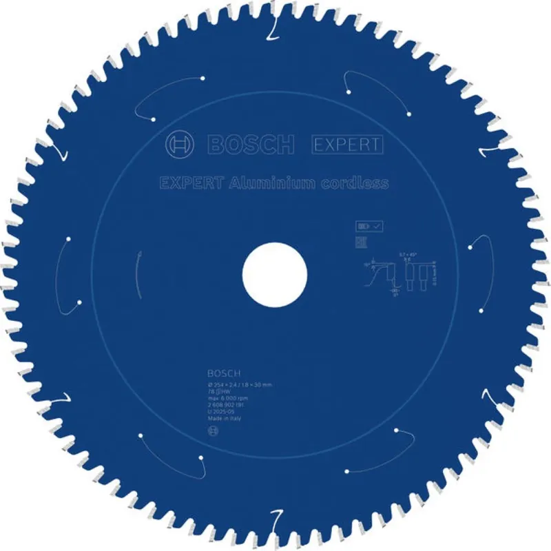 Bosch Bleu Accessoires 2608902191 EXPERT Lame de scie circulaire Aluminium sans fil 254 x 2,4/1,8 x 30 mm T78