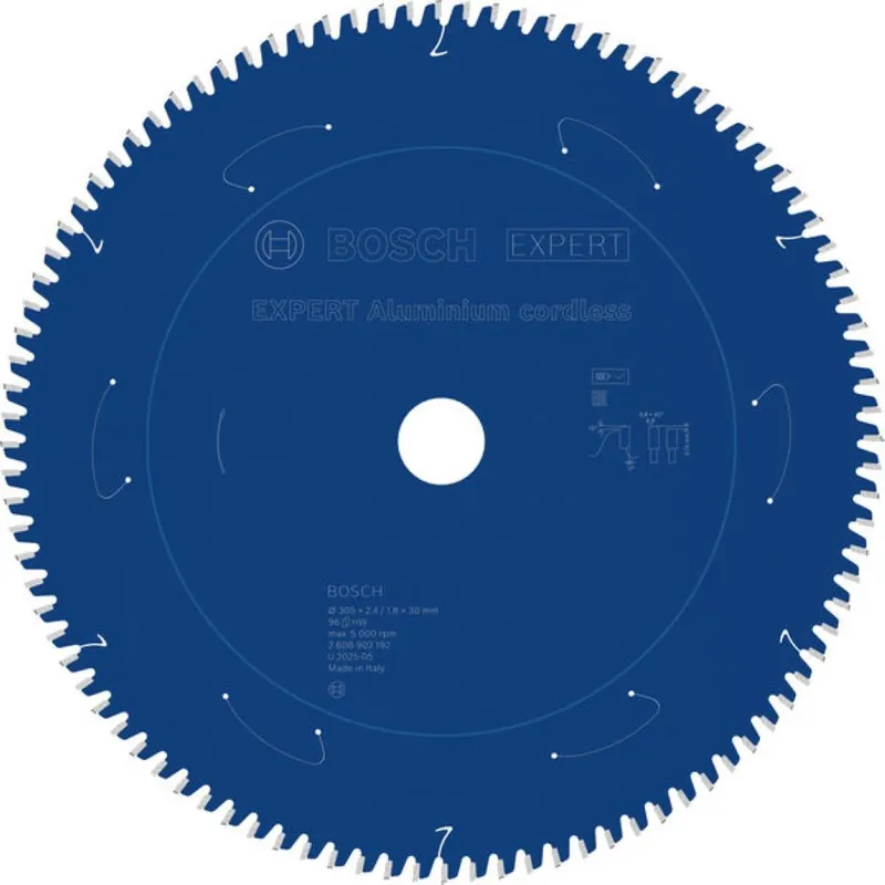 Bosch Bleu Accessoires 2608902192 EXPERT Lame de scie circulaire Aluminium sans fil 305 x 2.4/1.8 x 30 mm T96