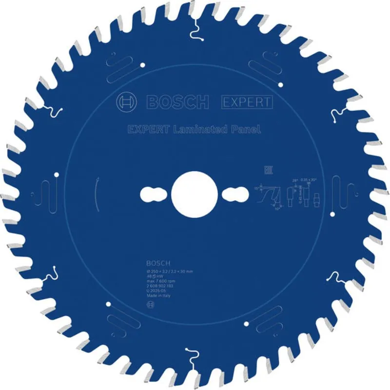 Bosch Bleu Accessoires 2608902193 EXPERT Lame de scie circulaire Panneau stratifié 250 x 3,2/2,2 x 30 mm T48