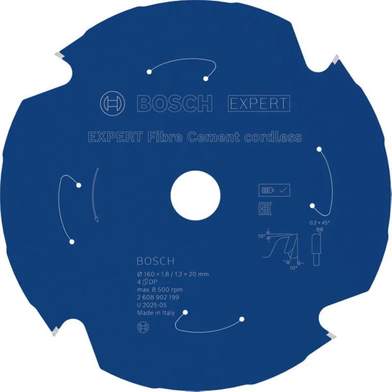 Bosch Bleu Accessoires 2608902199 EXPERT Lame de scie circulaire Fibre-ciment sans fil 160 x 1,8/1,2 x 20 mm T4