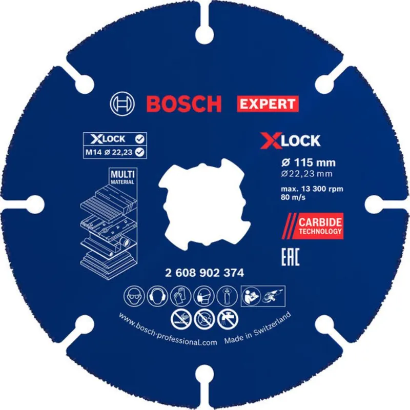 Bosch Bleu Accessoires 2608902374 EXPERT X-LOCK Disque à tronçonner Carbure Multi Wheel 115mm