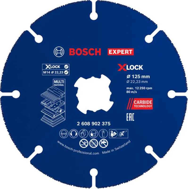 Bosch Bleu Accessoires 2608902375 EXPERT X-LOCK Disque à tronçonner Carbure Multi Wheel 125mm