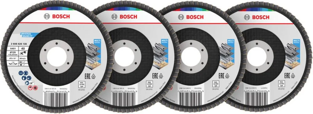Bosch Bleu Accessoires 2608626162 Disque à lamelles X451 Multi Material ø125 mm grit mix version angulaire Emballage mixte 15pcs