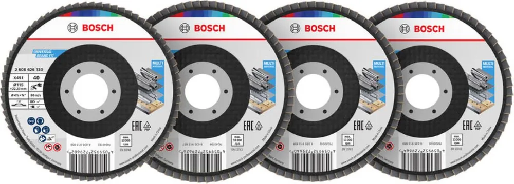 Bosch Bleu Accessoires 2608626165 Disque à lamelles X451 Multi Material ø115 mm grit mix straight type Mix packaging 15pcs