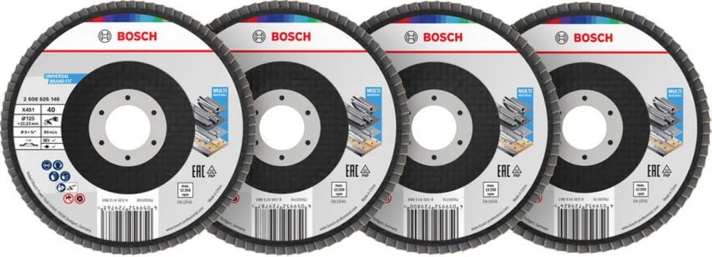 Bosch Bleu Accessoires 2608626166 Disque à lamelles X451 Multi Material ø125 mm grit mix straight type Mix packaging 15pcs