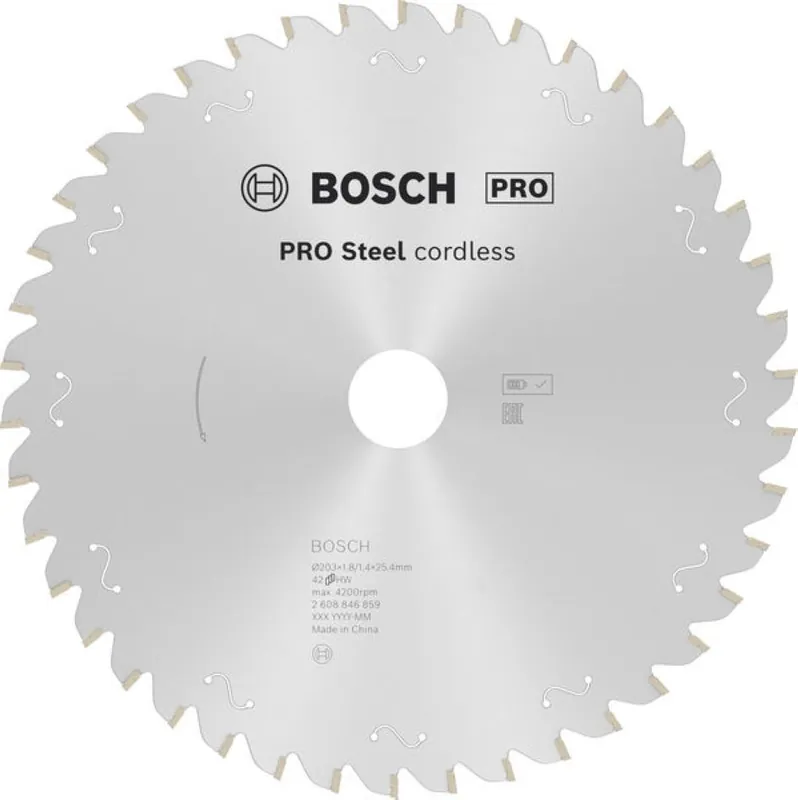 Bosch Bleu Accessoires 2608846859 PRO Steel Lame de scie circulaire sans fil 203x25.4x1.8/1.4 - 42T