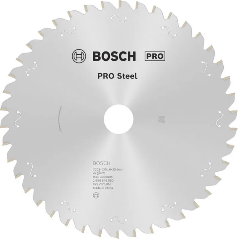 Bosch Bleu Accessoires 2608846860 Lame de scie circulaire sans fil PRO Steel 203x25.4x2.0/1.6 - 42T