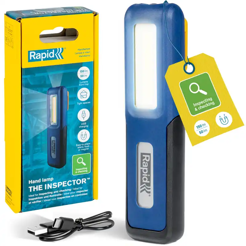 Rapid 5001732 The Inspector Torche LED 150lm IP42 3,6V Li-ion avec chargeur USB-C