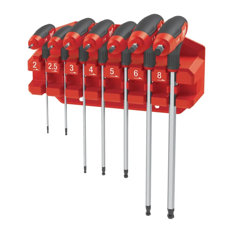 Milwaukee Accessoires 4932498677 Jeu de clés Allen à prise confortable avec support de rangement 7 pièces