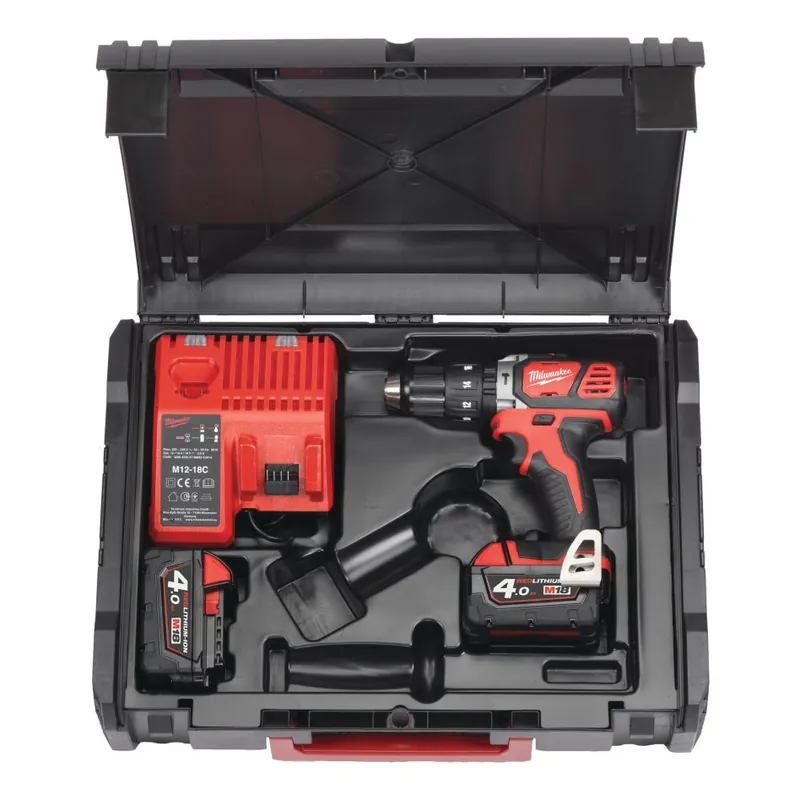 Milwaukee 4933446192 M18 BPD-402X Compact Cordless Impact Drill 2x 18V 4.0Ah batteries et chargeur en mallette
