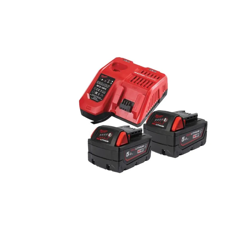 Milwaukee 4932479831 M18 NRGCR-502 NRGCR-502 Kit de chargement de batterie 2x 5.0Ah batteries et chargeur rapide
