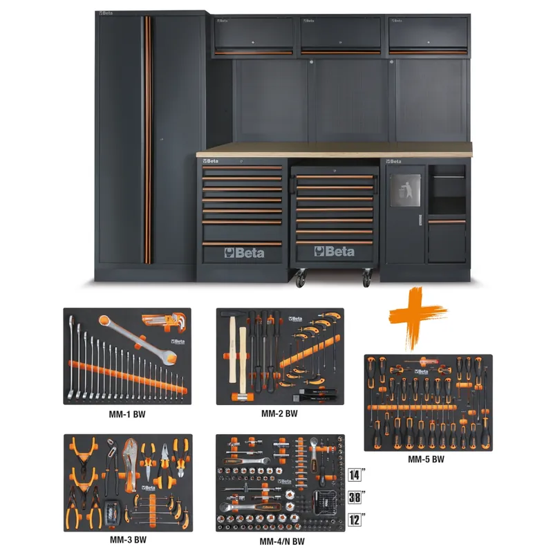Beta 045009159 Équipement d‘atelier C45PRO 2.0 W avec un assortiment de 268 outils universels Beta Worker