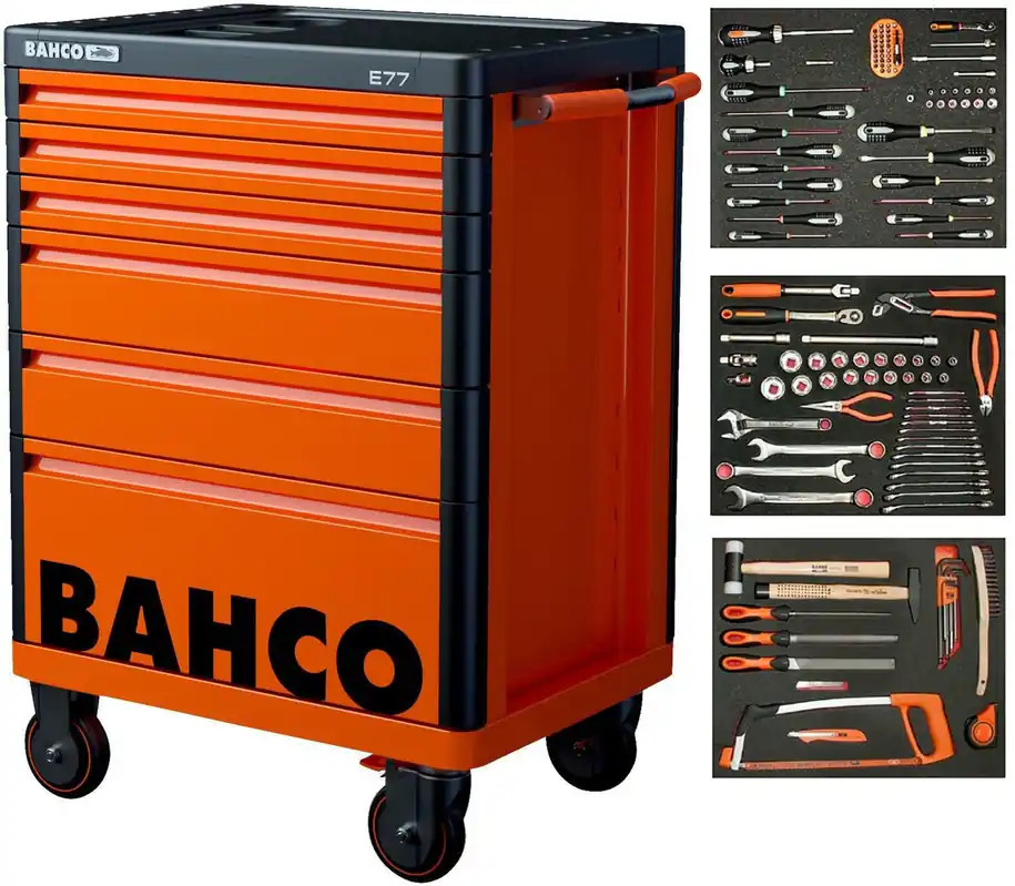 Bahco 1477K6-FULL3 Chariot à outils E77 orange 130 pièces