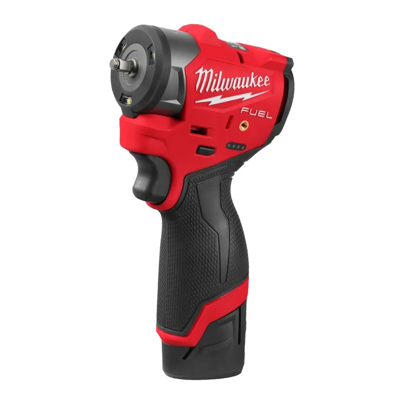 Milwaukee 4933498974 Clé à chocs sans fil M12 FUEL Subcompacte ¼‘‘ bague de frottement 2x 2,5Ah batterie et chargeur en mallette.