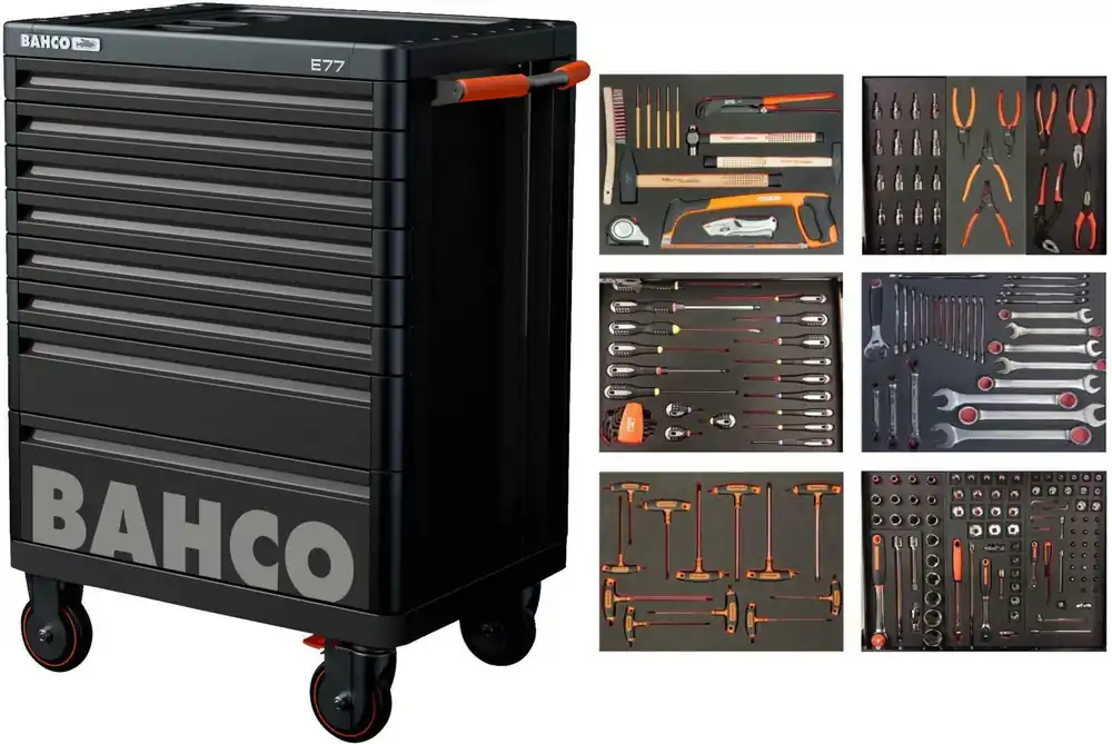 Bahco 1477K8BLACK-FULL6 Chariot à outils E77 noir 205 pièces