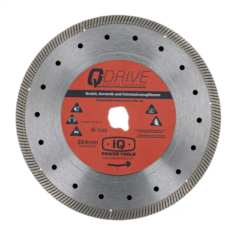 iQ Power Tools TLD250-1.4P-QD-NX Disque diamanté iQ Power Tools Q-Drive Finishing Touch 254 mm pour les carreaux de céramique, les carreaux de porcelaine et la pierre naturelle