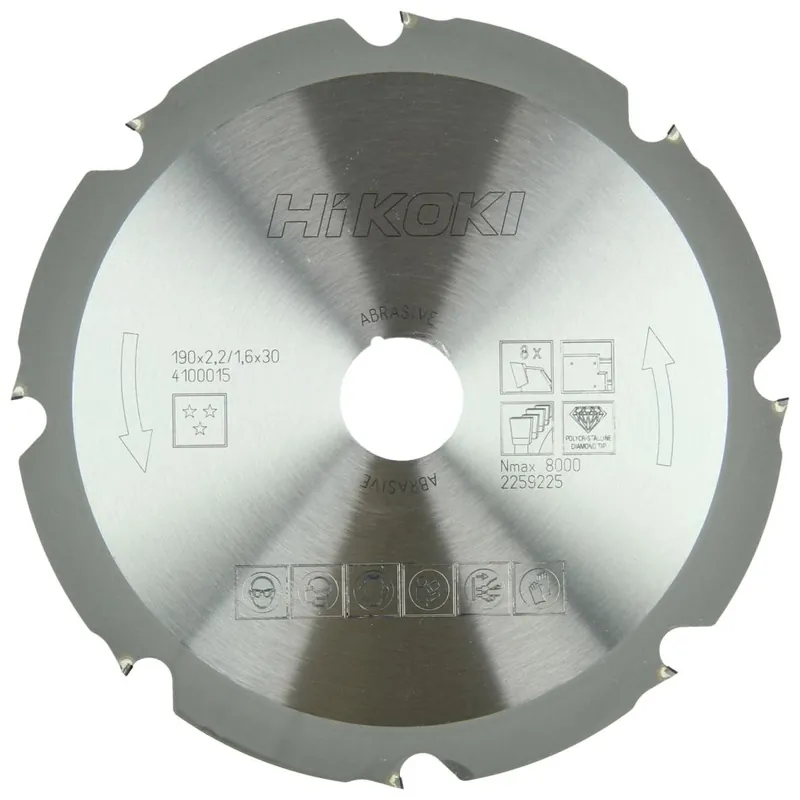 HIKOKI Accessoires 4100015 Lame de scie PCD 190x30 z8 à dent plate