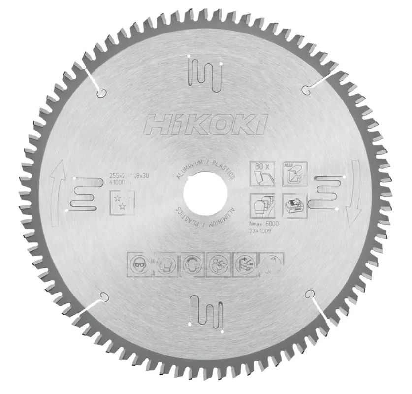 HIKOKI Accessoires 4100026 Lame de scie TCT laminé aluminium 255x30 T80 dent trapézoïdale/plate
