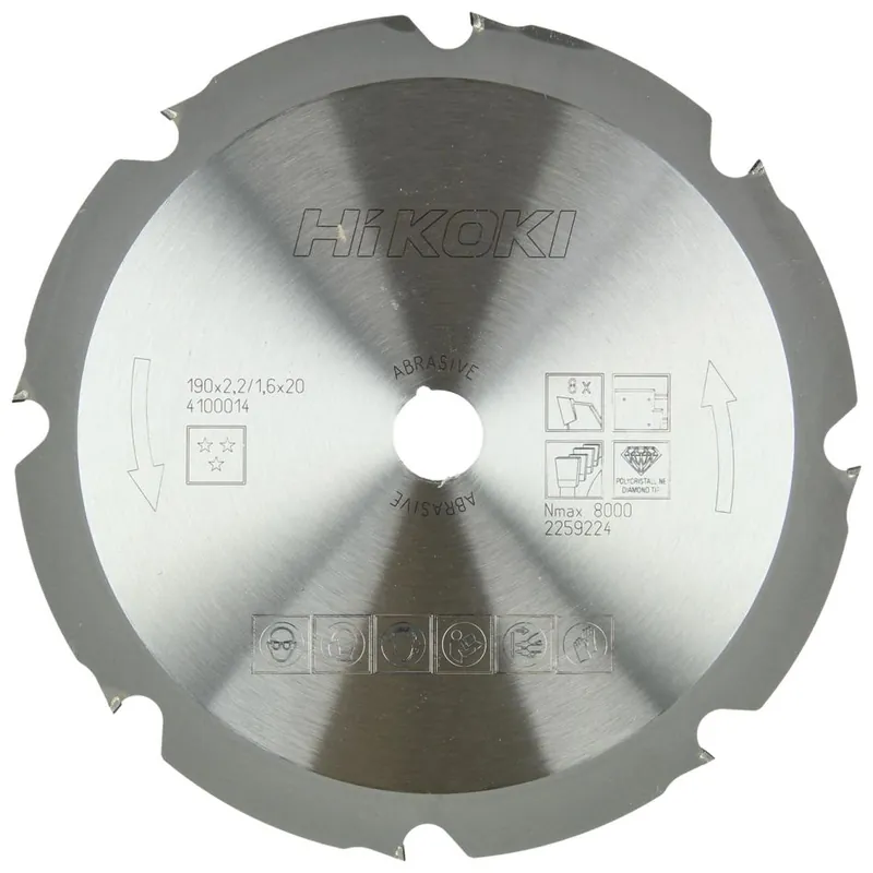 HIKOKI Accessoires 4100014 Lame de scie PCD 190x20 z8 à dent plate