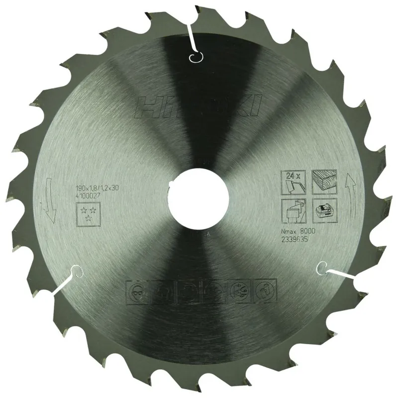 HIKOKI Accessoires 4100027 Lame de scie TCT pour bois 190x30 T24 dents alternées/plates