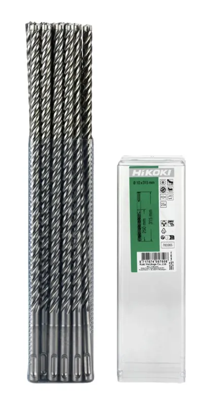 HIKOKI Accessoires 783358 25 marteaux perforateurs SDS-plus FCH 4-cutter 8x 250/315 mm