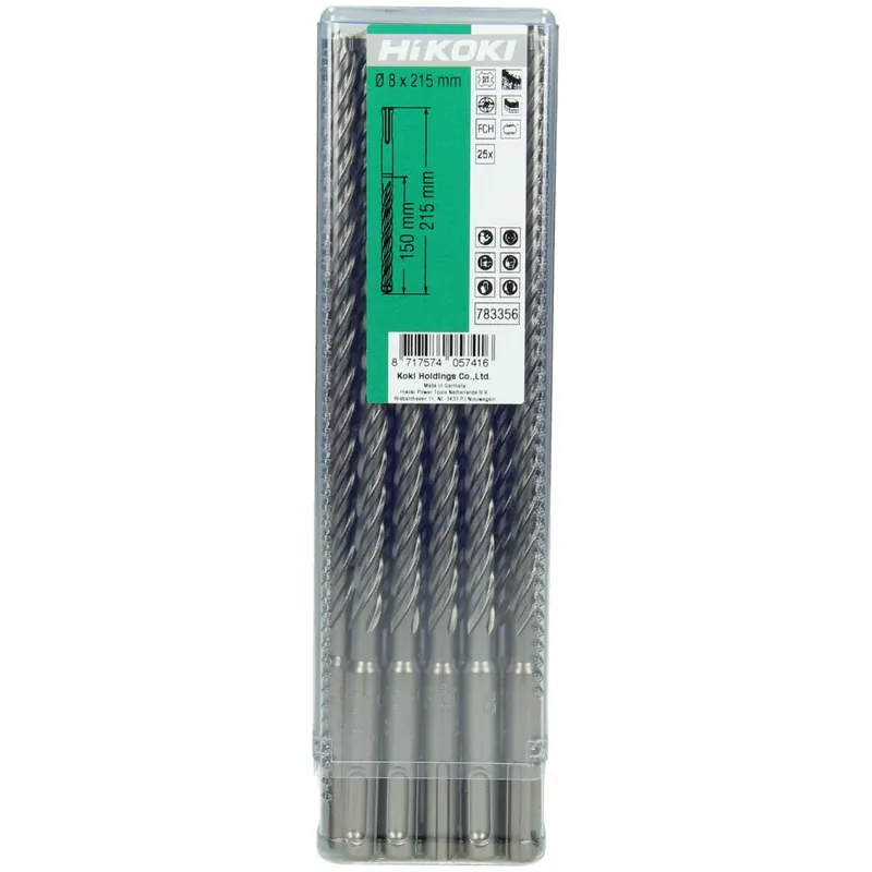 HIKOKI Accessoires 783355 25 marteaux perforateurs SDS-plus FCH 4-cutter 8x 100/165 mm