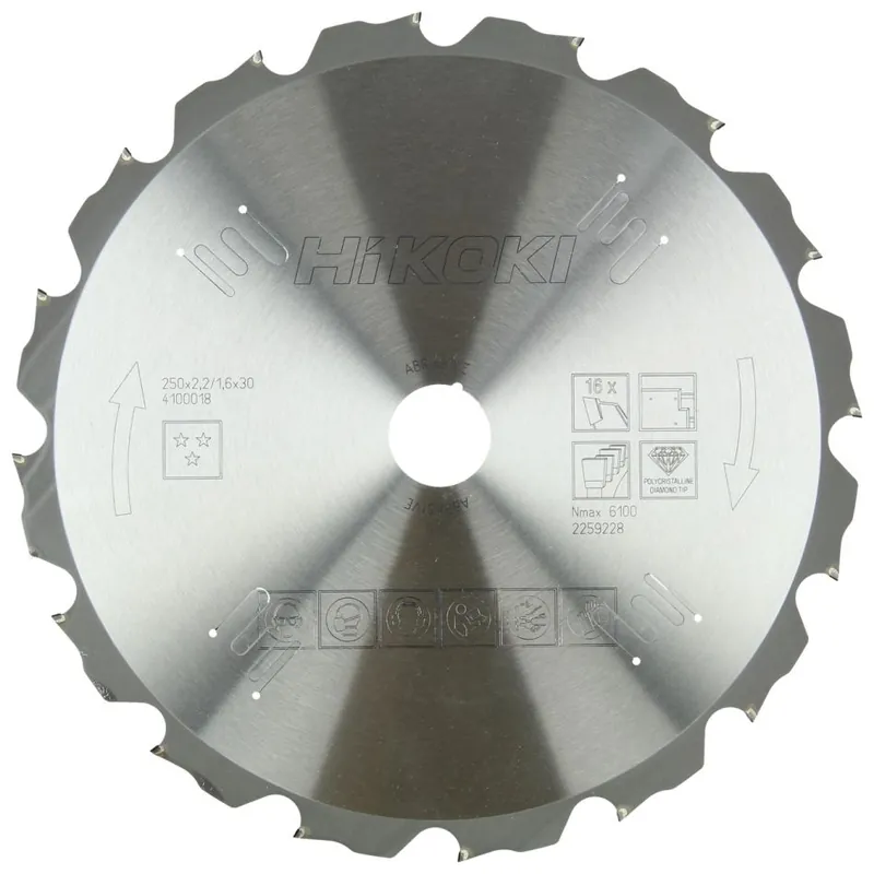 HIKOKI Accessoires 4100018 Lame de scie PCD 250x30 Z16 à dent plate