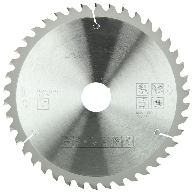 HIKOKI Accessoires 4100028 Lame de scie TCT bois 190x30 T42 dents alternées/plates