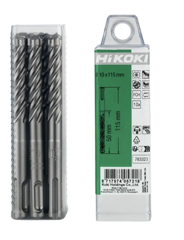 HIKOKI Accessoires 783322 10 marteaux perforateurs SDS-plus FCH 4-cutter 9x 200/265 mm