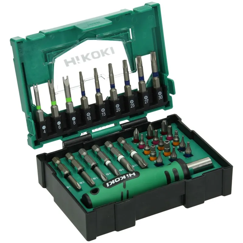 HIKOKI Accessoires 40030023 Jeu d‘embouts 1/4"/31 pièces/manche de tournevis inclus/taille II
