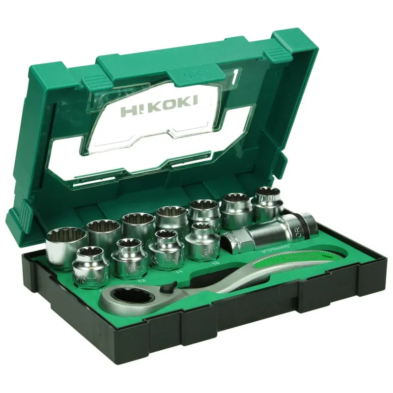 HIKOKI Accessoires 40030033 Jeu de douilles 1/2" 13 pièces avec cliquet